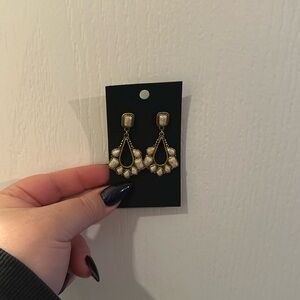 Gold faux stone dangle earrings